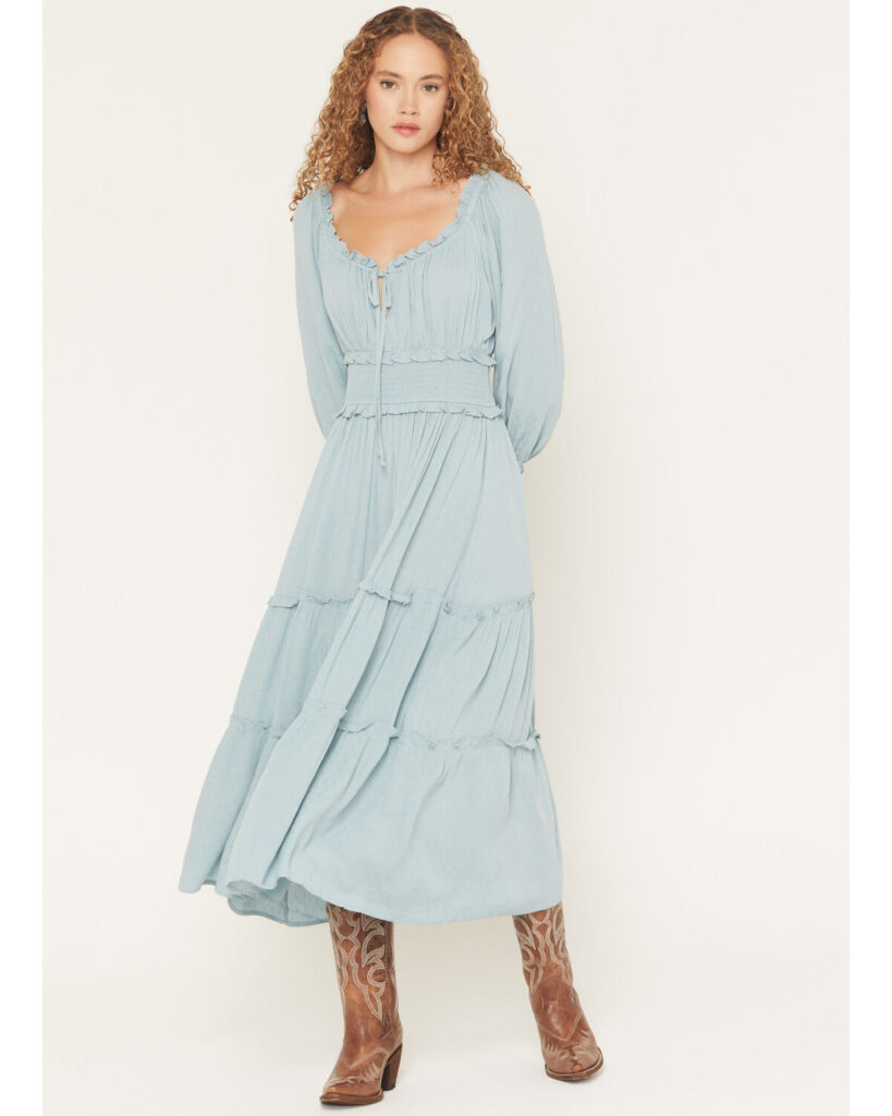 Jacquard Smocked Waist Midi Dress
