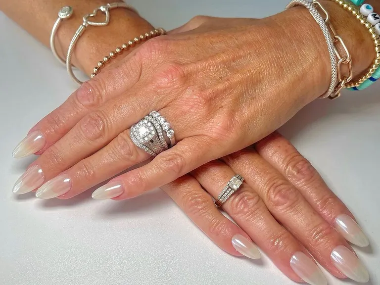 white wedding nails