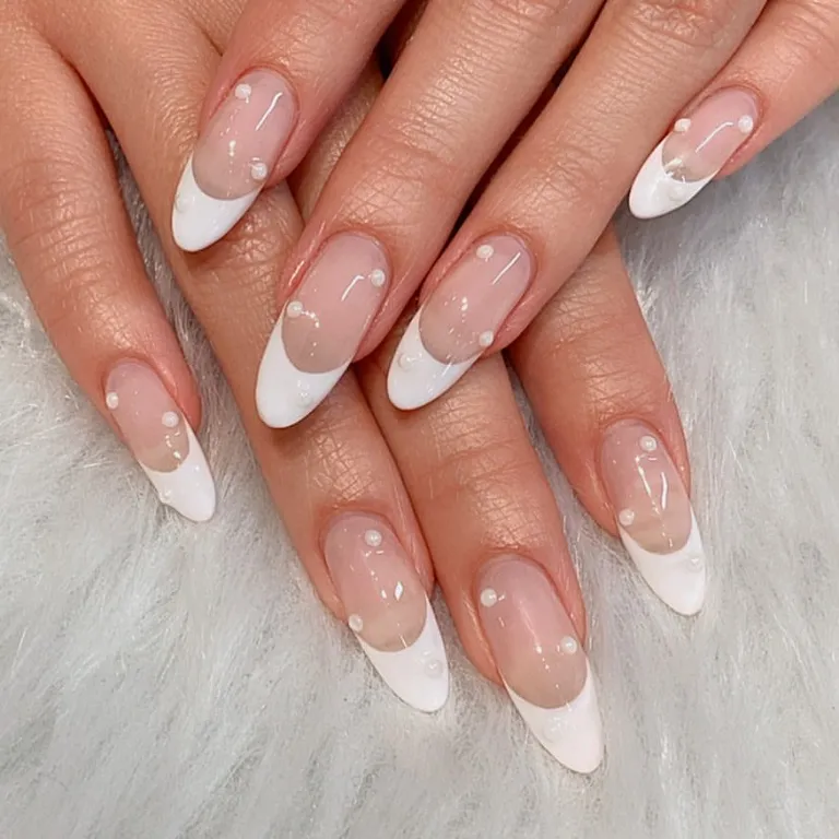 white wedding nails