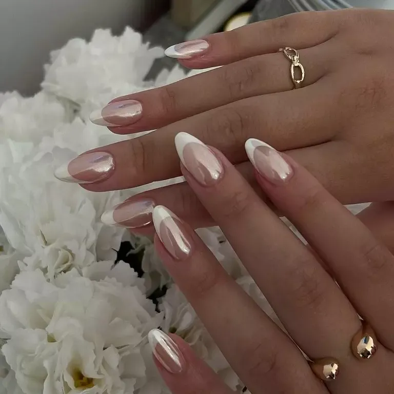 white wedding nails
