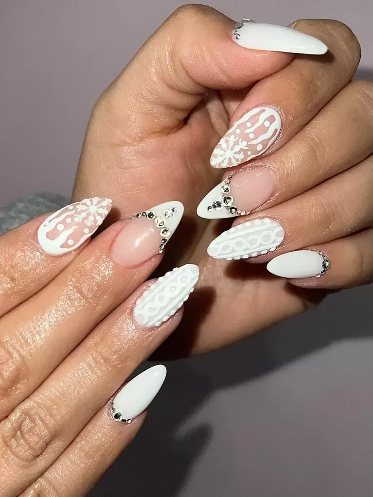 white wedding nails