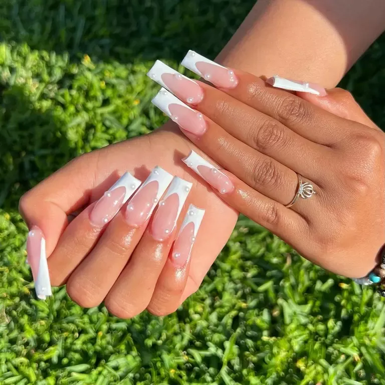 white wedding nails