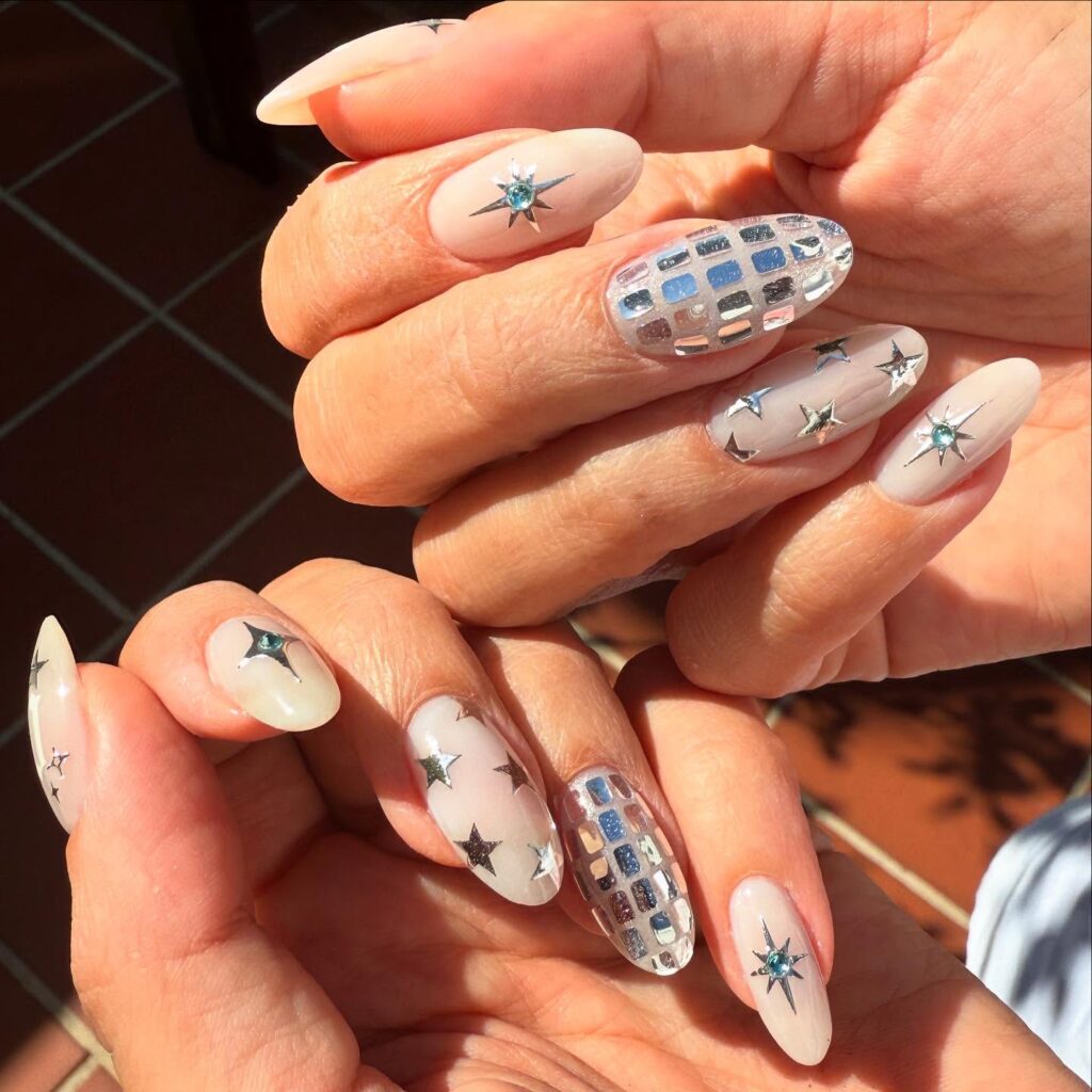 white wedding nails