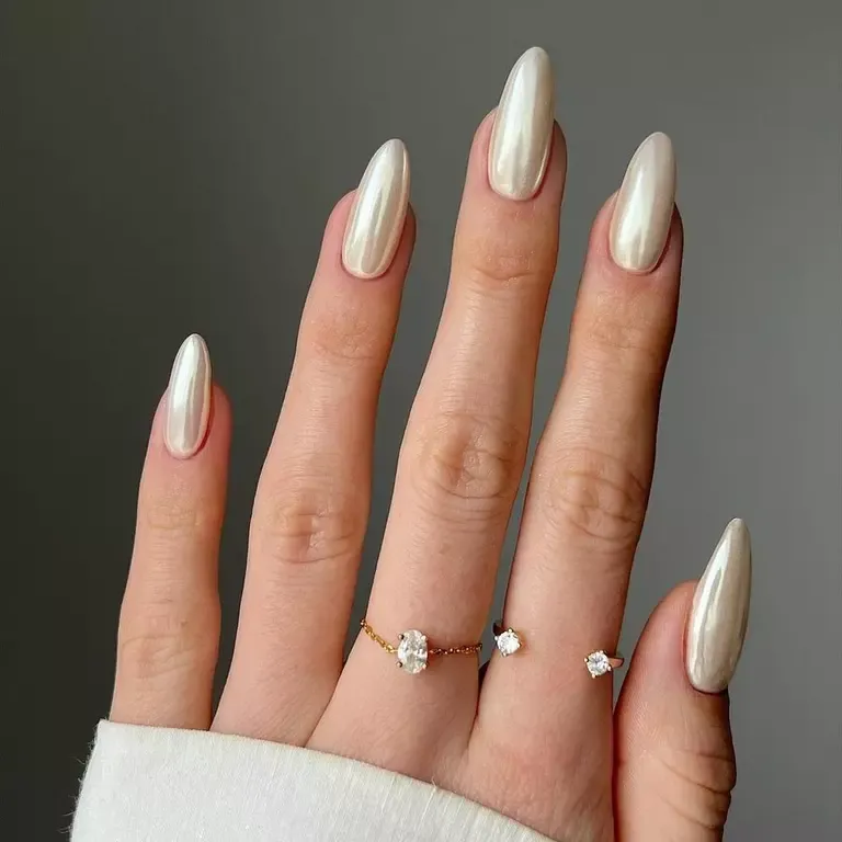white wedding nails