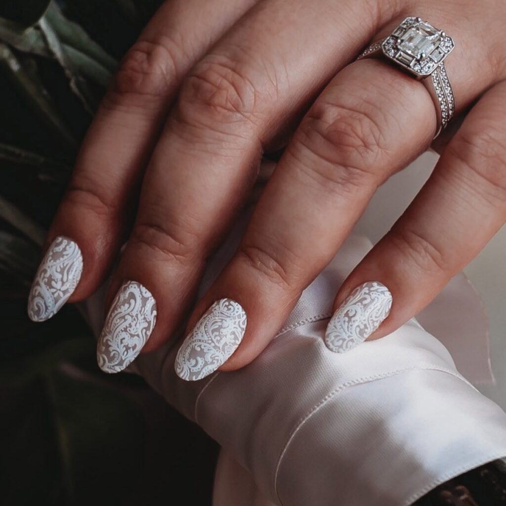 white wedding nails