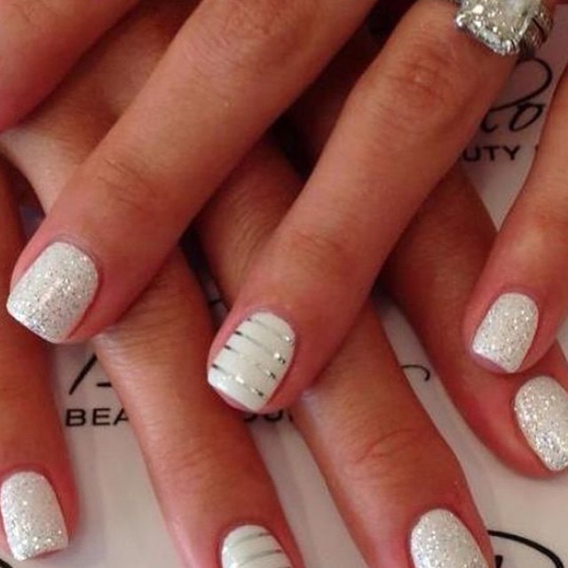 white wedding nails