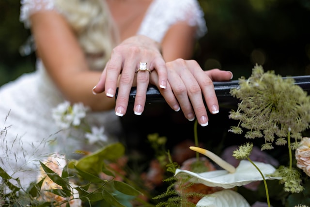 white wedding nails